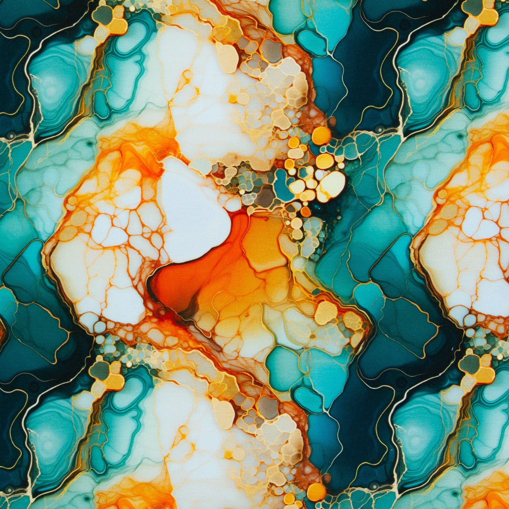 French Terry Swafing Flowing Bloom by Sarah Mariam - Marmor - petrol