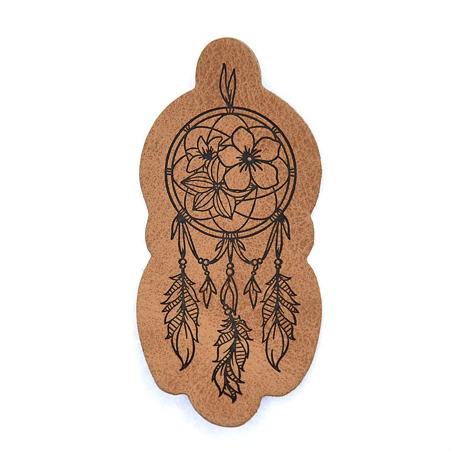 Jessy Sewing Kunstleder-Label mit aufgedruckter Nähnaht - "Dreamcatcher" - braun