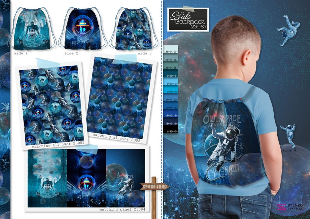 Canvas Taschen- & Rucksackpanel„Astronaut & Roboter“ – Digitaldruck