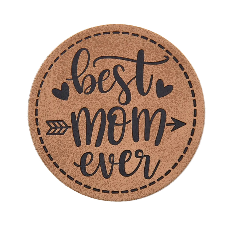 Jessy Sewing Kunstleder-Label "best mom" - braun