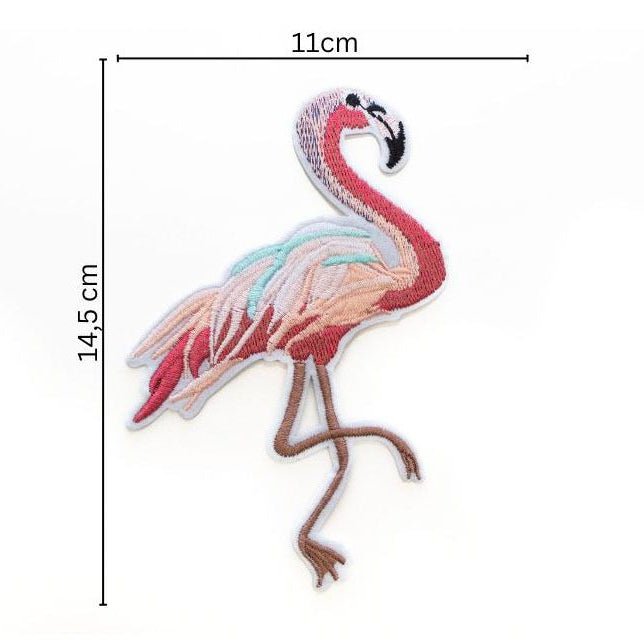 Stick-Applikation zum Aufbügeln ca 11 cm x 14,5 cm - Flamingo - rosa