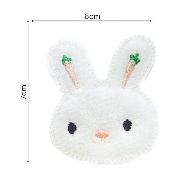 Stick-Applikation zum Aufnähen ca 6 cm x 7 cm - Hase - weiß