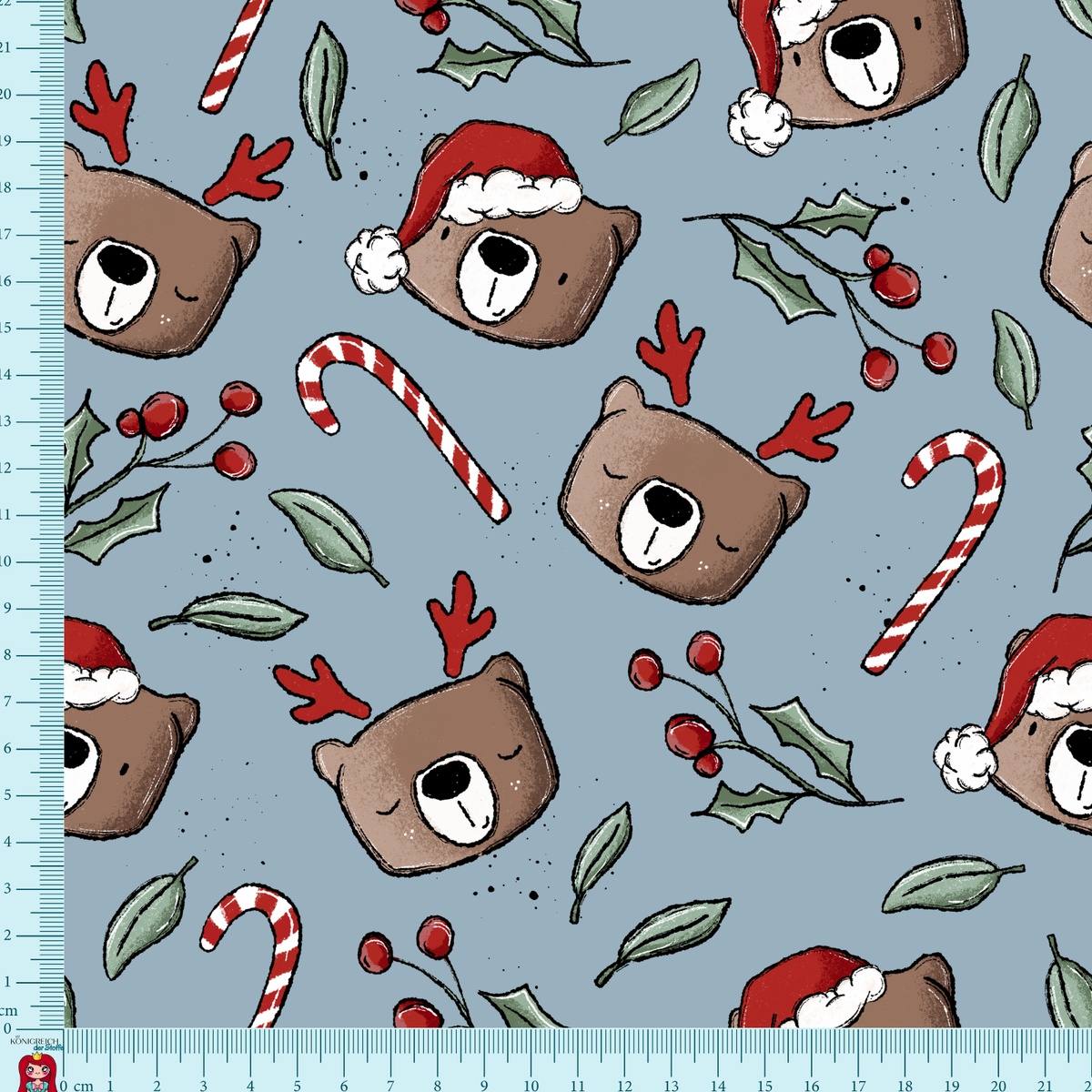 Eigenproduktion Jersey - Reaktivdruck - BearXmas Katzengold-Design - blau