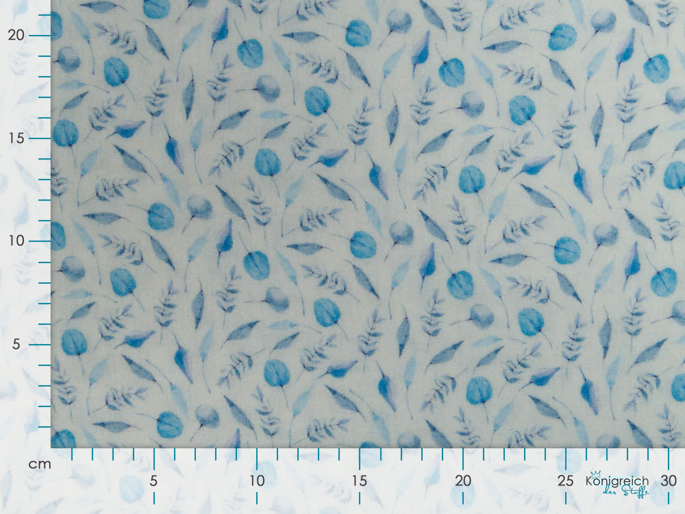 Musselin Double Gauze Digitaldruck - Blätter - wollweiß