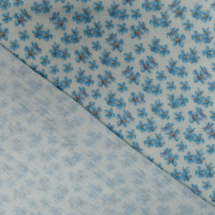 Musselin Double Gauze Digitaldruck - Blumen - wollweiß