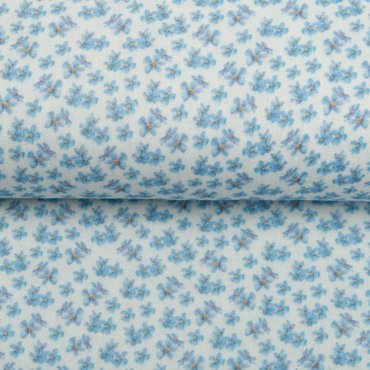 Musselin Double Gauze Digitaldruck - Blumen - wollweiß