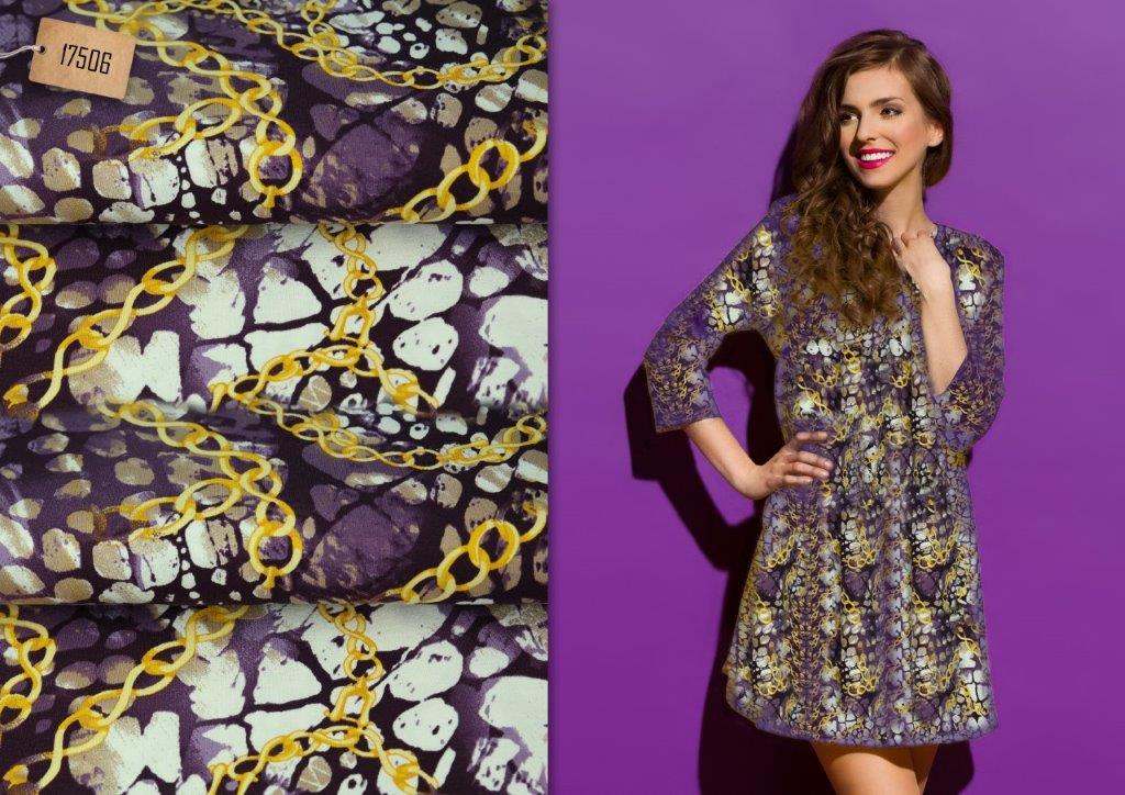 Jersey Viskose Digitaldruck Stenzo - Ketten auf Animalprint - lila