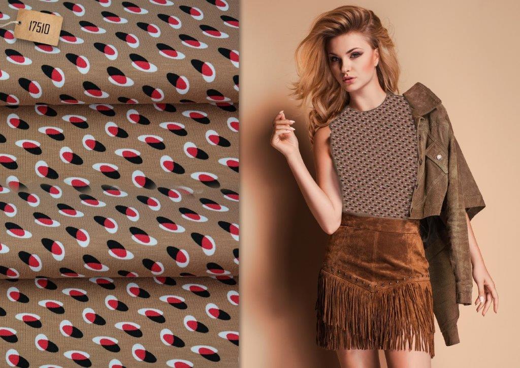 Jersey Viskose Digitaldruck Stenzo - verschwommene Kreise - braun