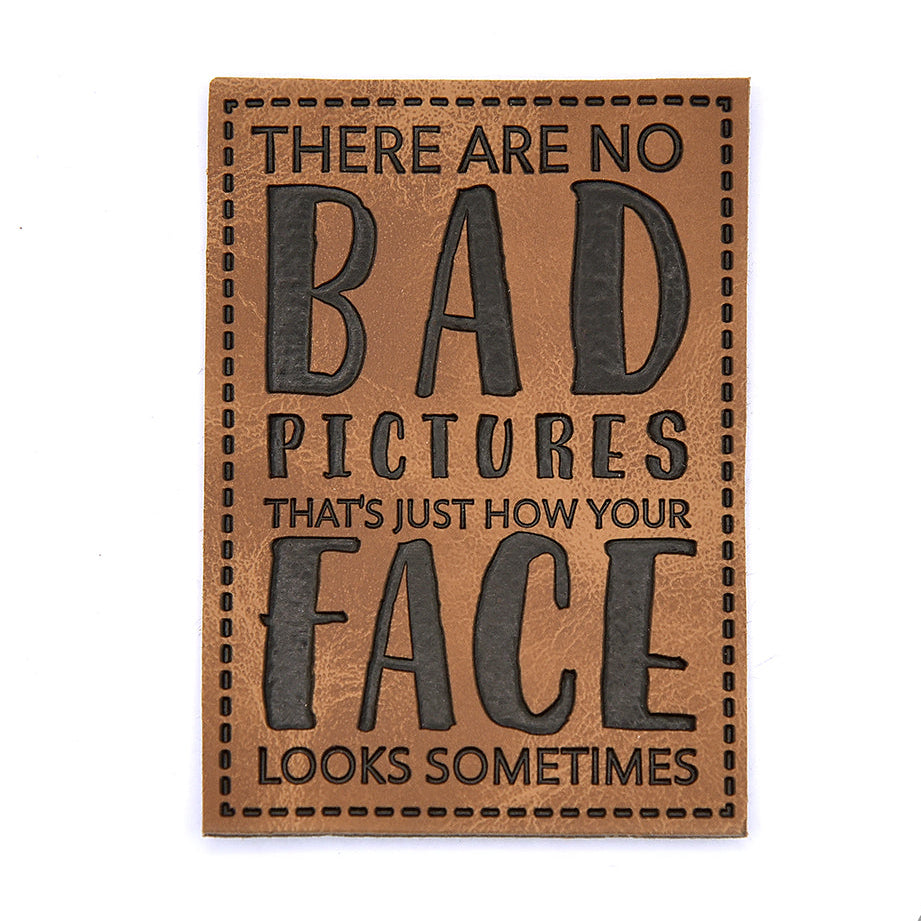 Jessy Sewing Kunstleder-Label "Bad Face" - braun