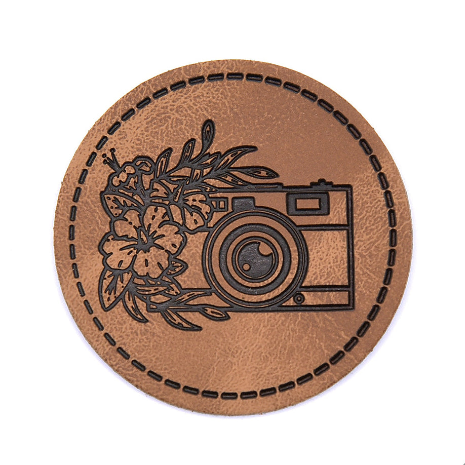 Jessy Sewing Kunstleder-Label "Flowercam" - braun