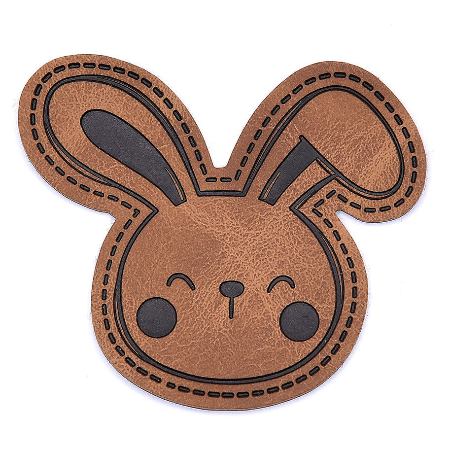 Jessy Sewing Kunstleder-Label mit aufgedruckter Nähnaht - "Bunny" - braun