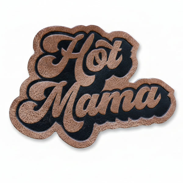 Jessy Sewing Kunstleder-Label - " Hot Mama" - braun