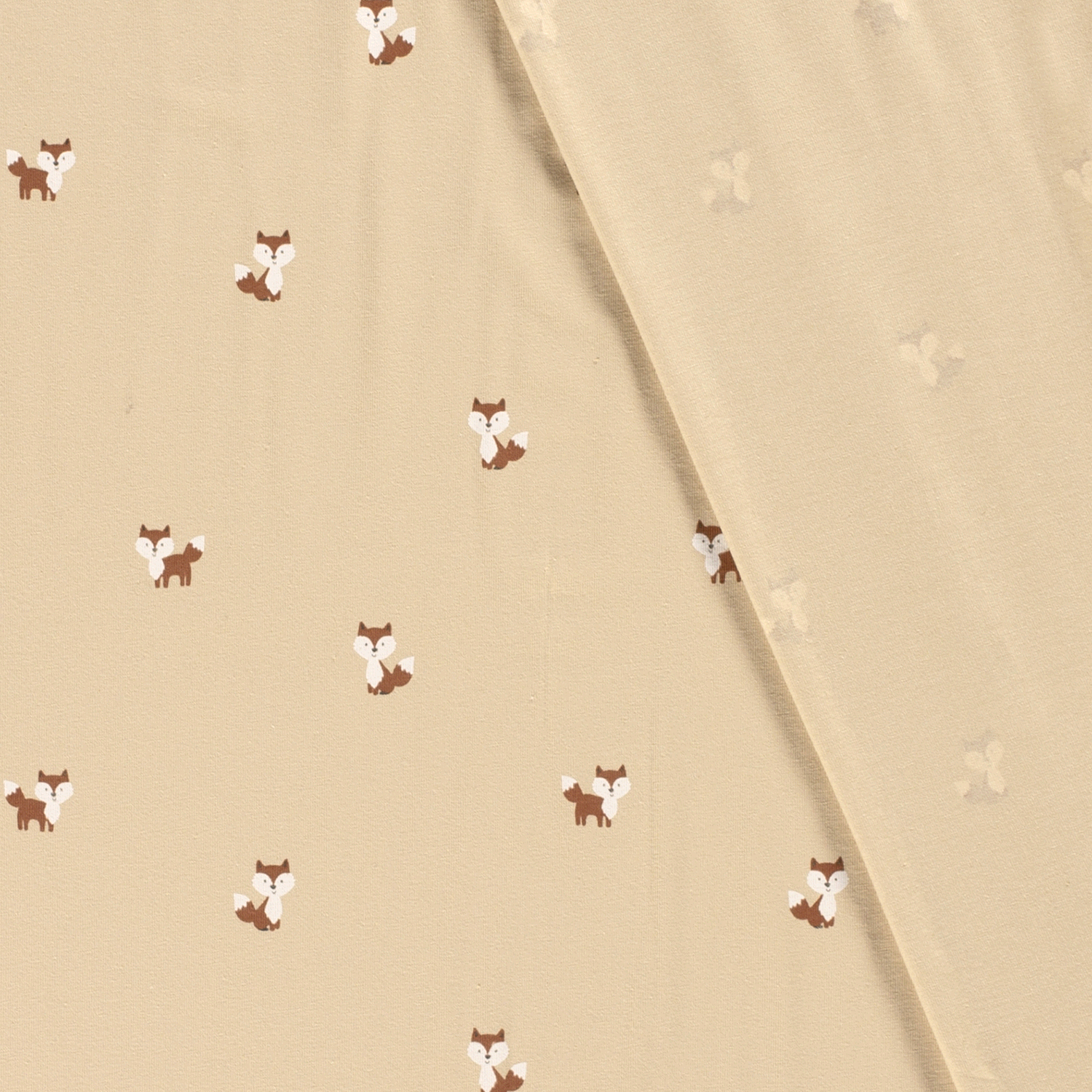 🦊Baumwolle Jersey Stoff Digitaldruck - Füchse - beige