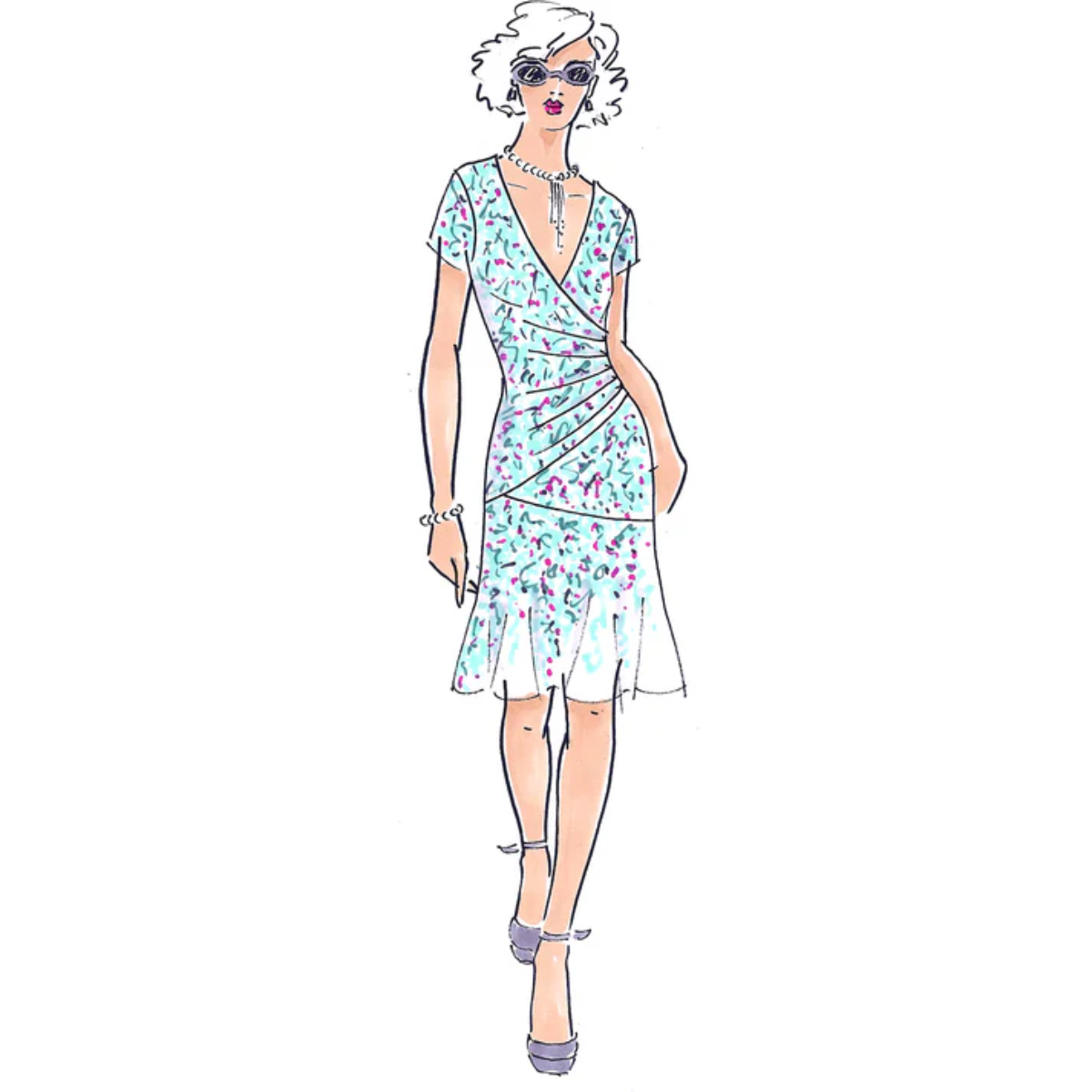 Papierschnittmuster Premium Wickelkleid Eileen