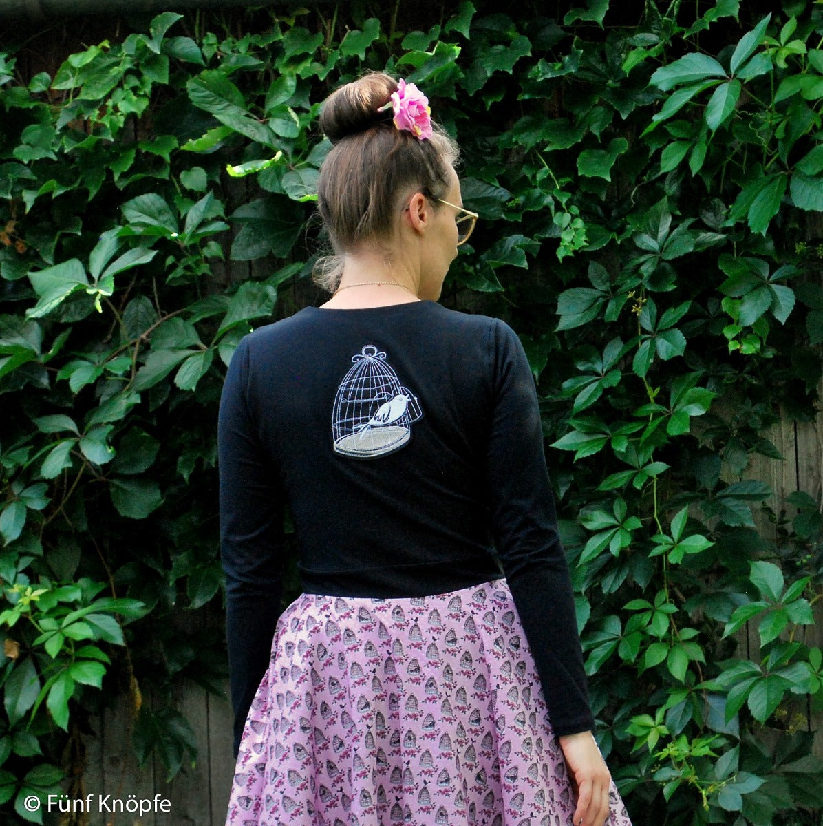 Jersey Swafing Valerie Papillon by Steinbeck - Vogelkäfige auf Punkte - rosa