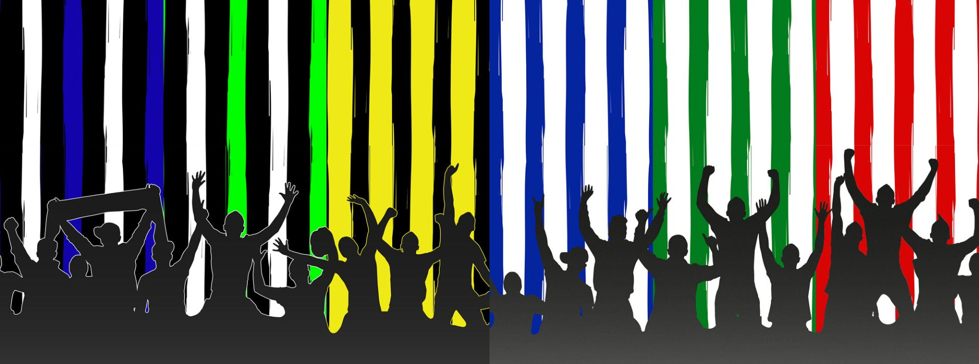 Jersey Bordürenstoff Swafing Fans - Fans auf Streifen