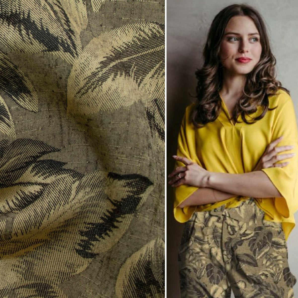 Webware Viskose Mix - Palmenblätter - grün