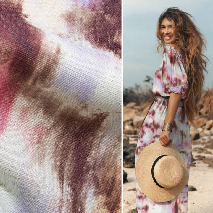 Webware Viskose Leinen - Aquarell - bunt