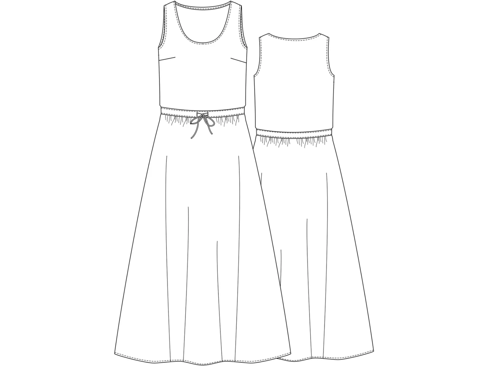 Papierschnittmuster Midi Kleid Inka