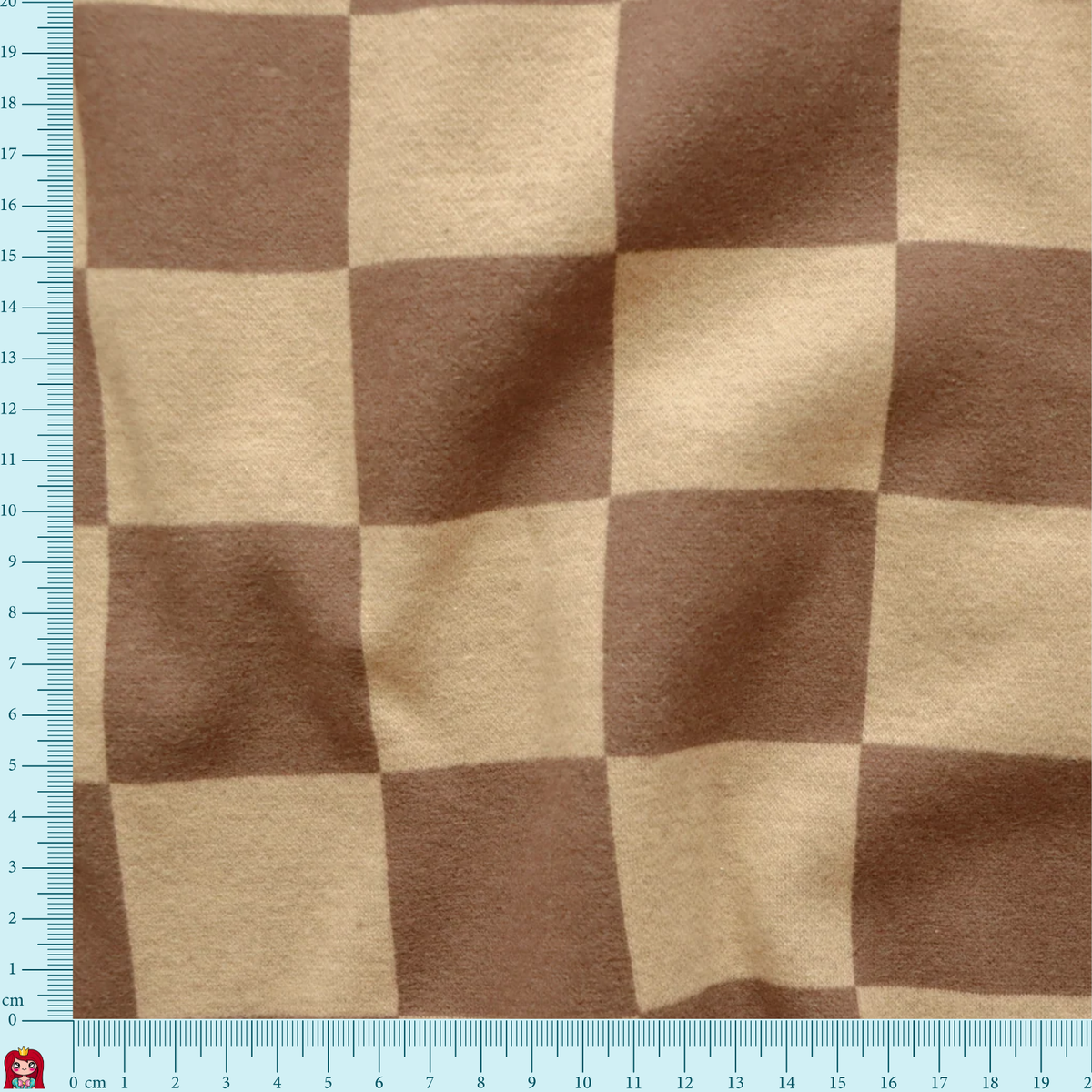 Eigenproduktion Jacquard - Sweat gebürstet - Schachbrett - beige - braun