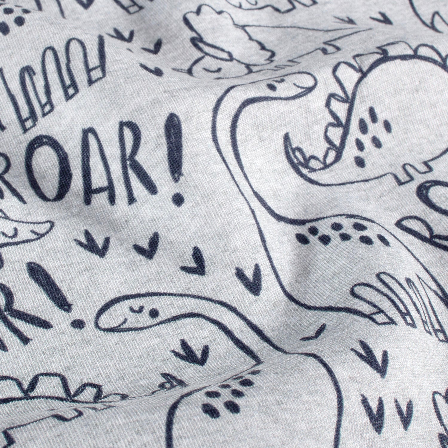 Angerauter Sweat Stoff - Dinos - Hellgrau