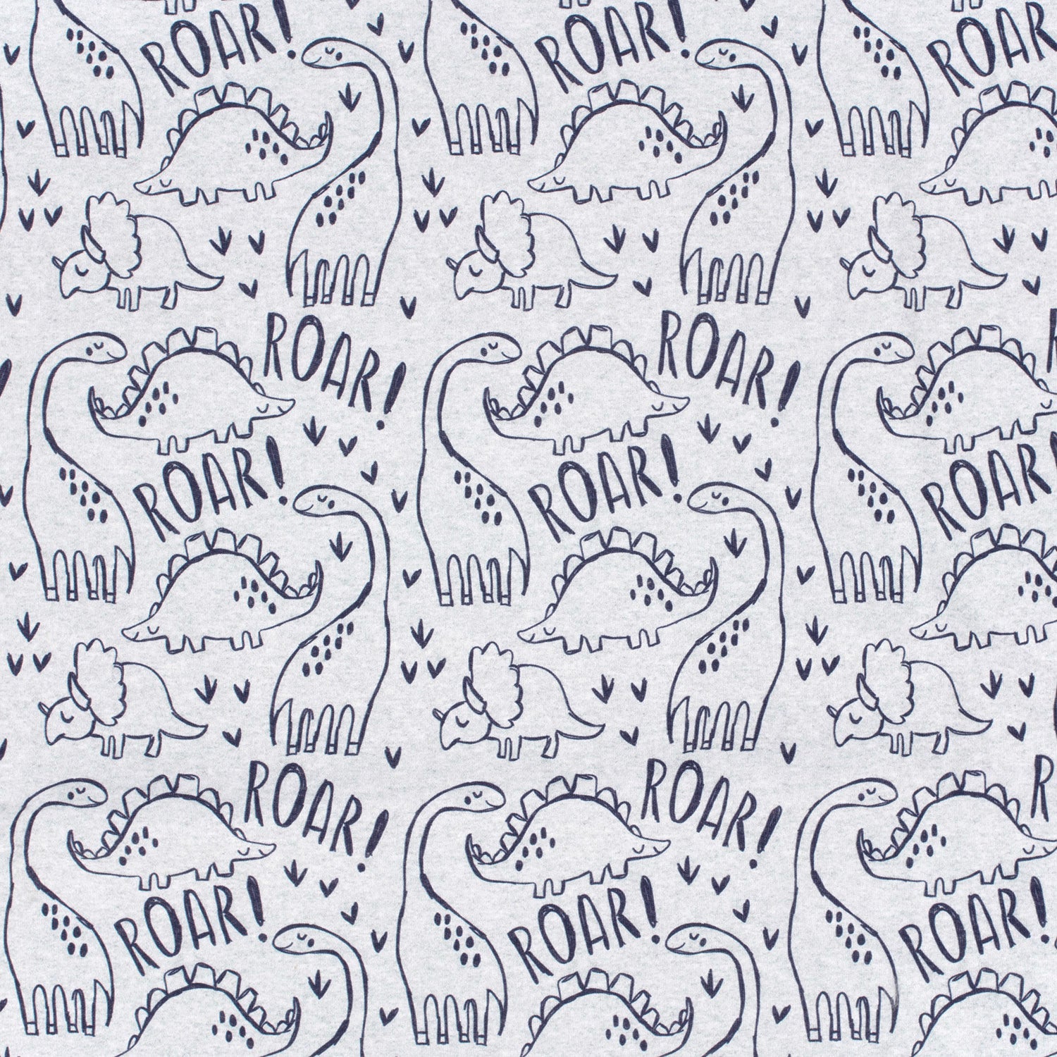 Angerauter Sweat Stoff - Dinos - Hellgrau