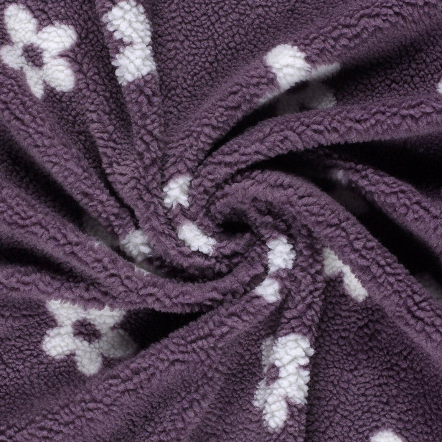 🌸Sherpa Fleece Stoff - Jacquard - Blumen - Mauve
