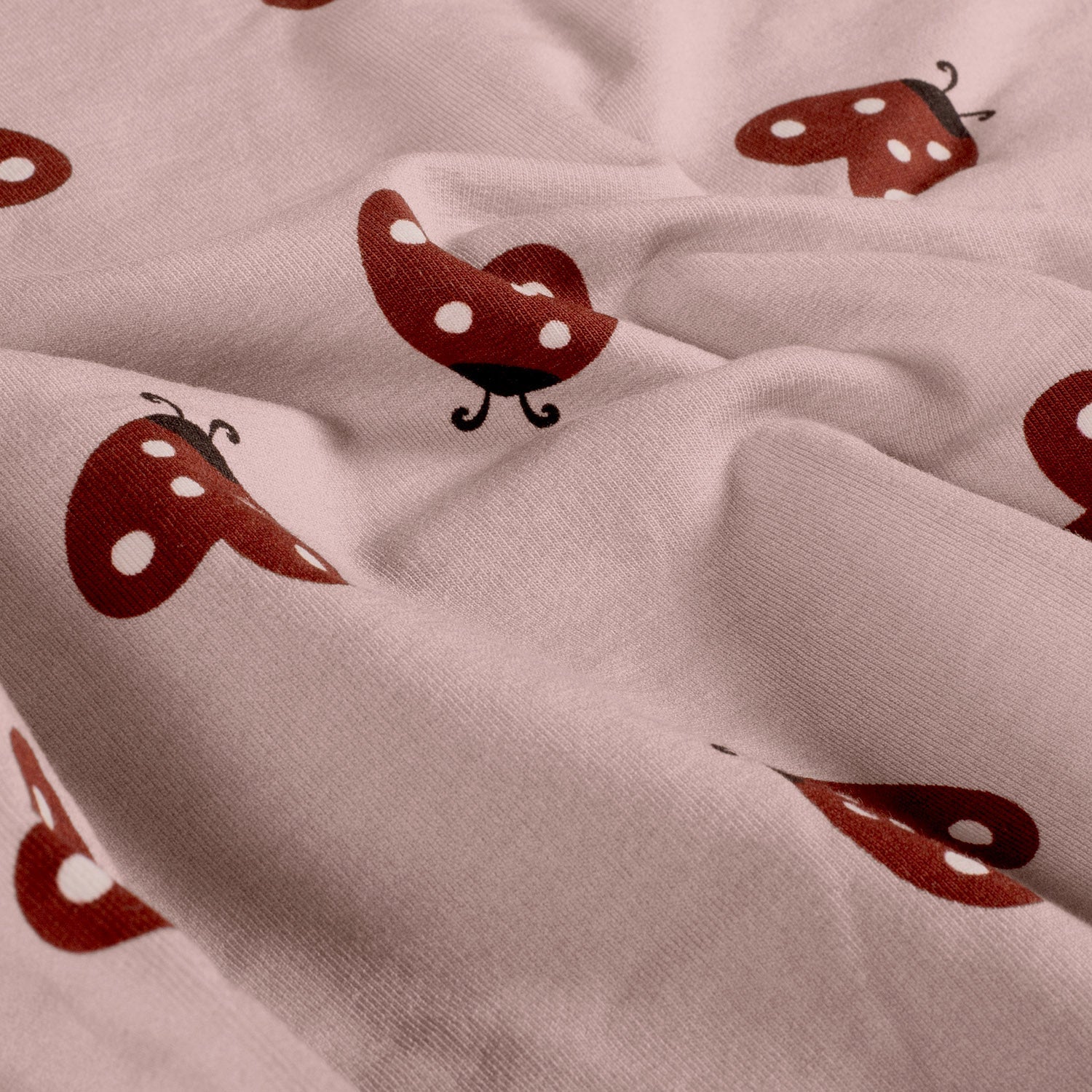 Sweat French Terry Stoff Digitaldruck -  Marienkäfer Rosa