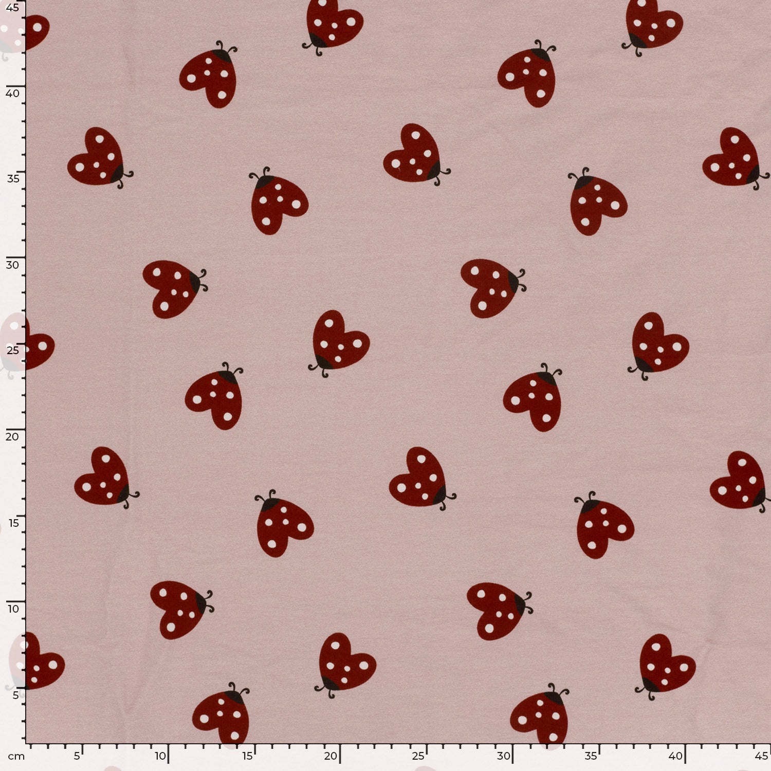 Sweat French Terry Stoff Digitaldruck -  Marienkäfer Rosa