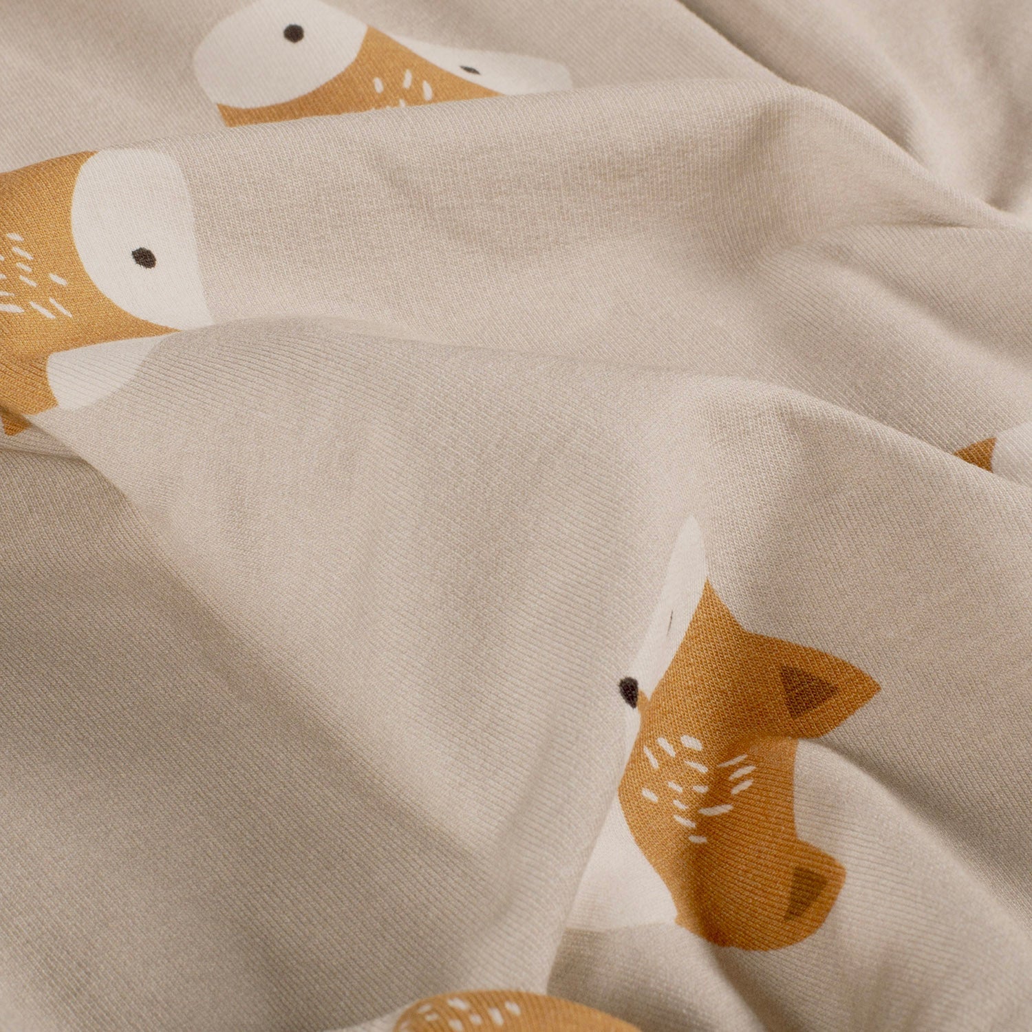 🦊 Sweat French Terry Stoff Digitaldruck - Füchse  - Beige