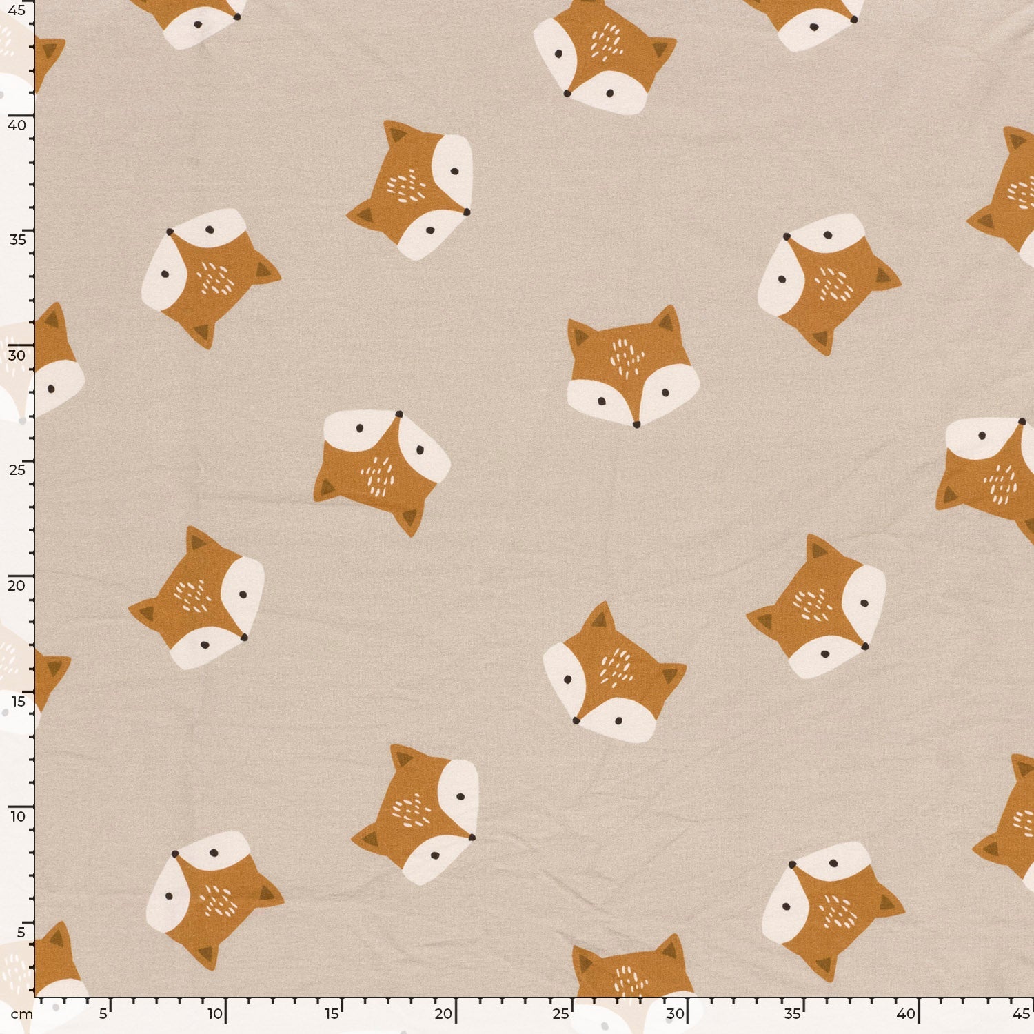 🦊 Sweat French Terry Stoff Digitaldruck - Füchse  - Beige