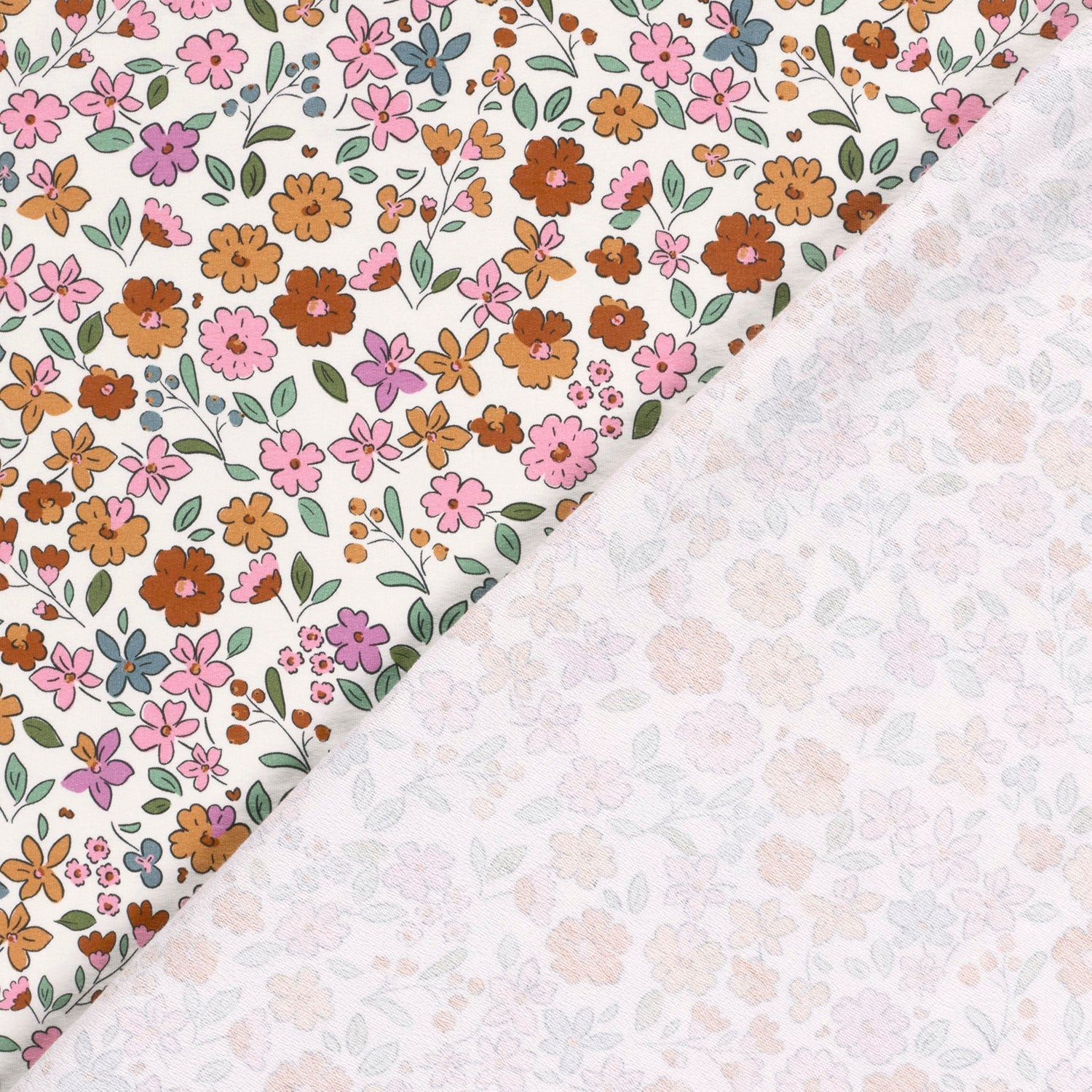 🌺 Sweat French Terry Stoff Digitaldruck - Blumen  - Bunt