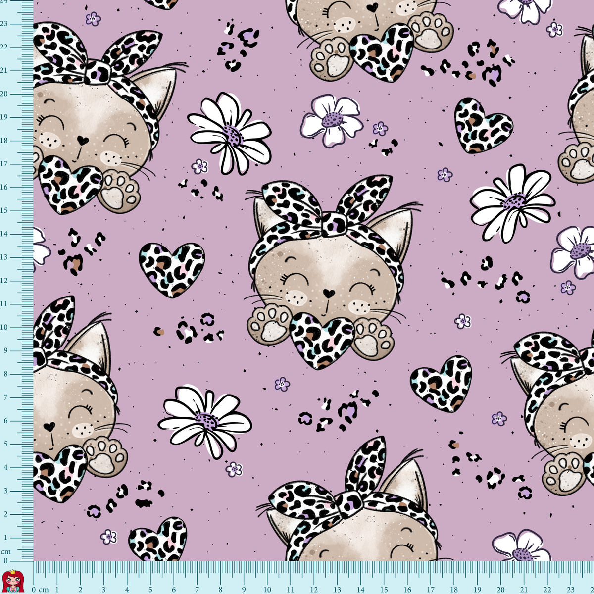 Eigenproduktion French Terry - KittyLoveFlower Katzengold-Design - helles Lila