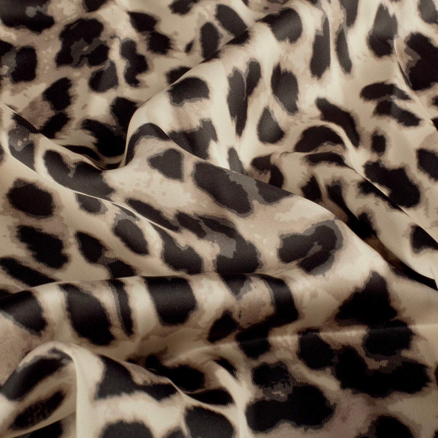 Satin Duchesse Stoff - bedruckt Leo Animalprint -Beige