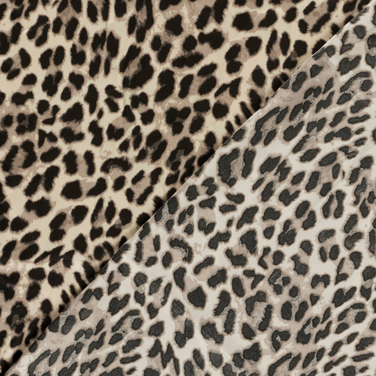 Satin Duchesse Stoff - bedruckt Leo Animalprint -Beige