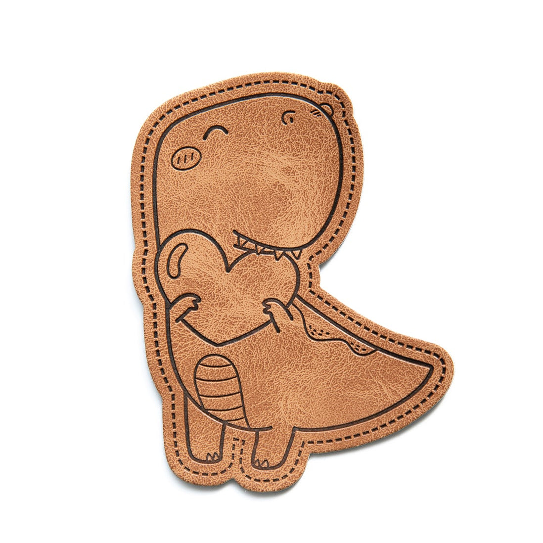 Jessy Sewing Kunstleder-Label "Dino with Heart" - braun