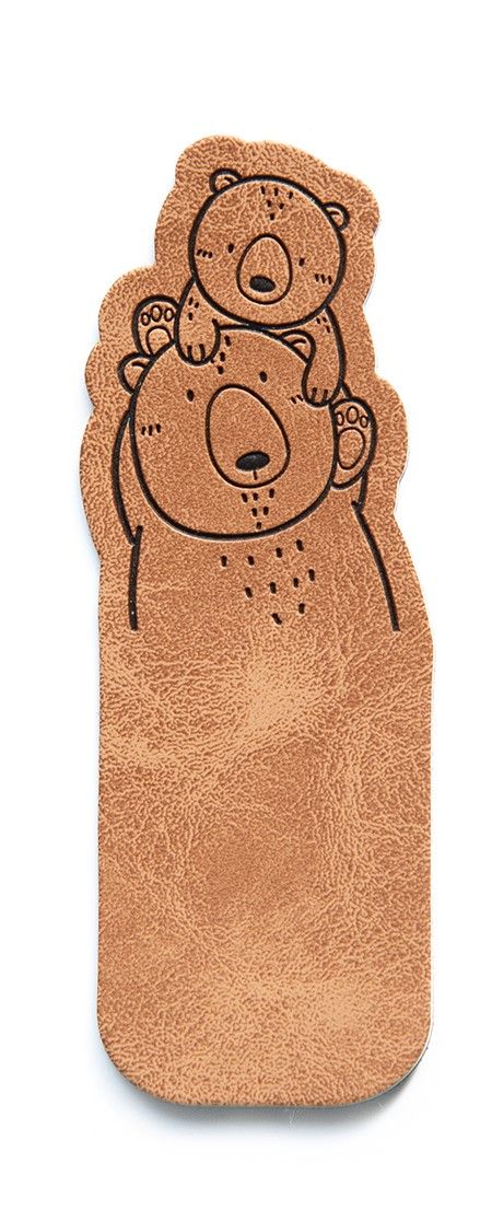 Jessy Sewing Kunstleder-Knick-Label "PapaBabyBear" - braun