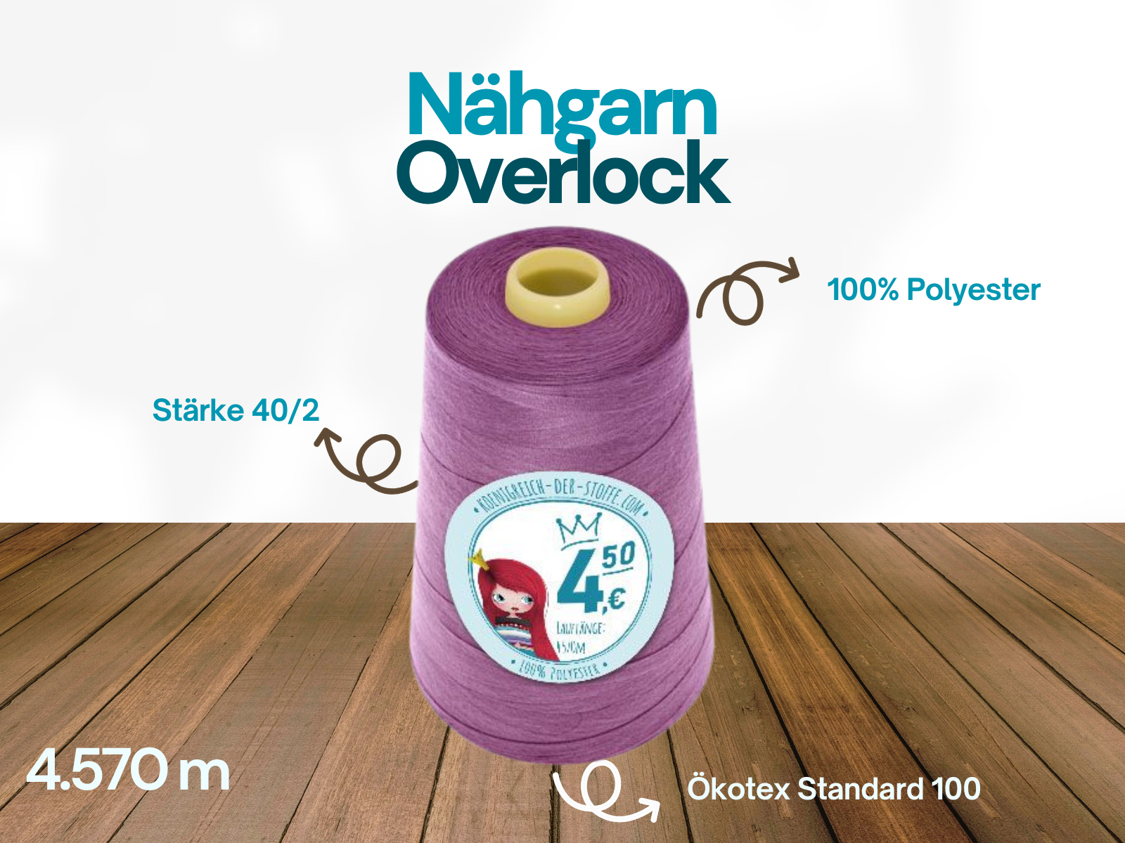 🧵  Overlock Nähgarn - 4570 m - Rosa • Lila • Violett