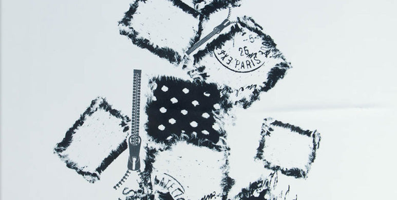 Webware Satin PANEL ca. 80 cm x 150 cm - ausgefranste Vierecke - creme