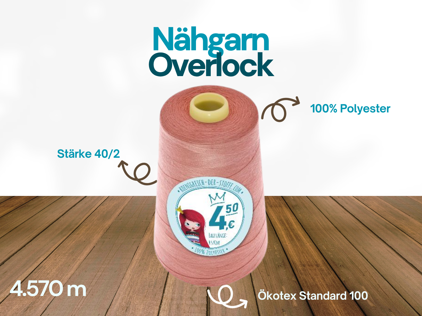 🧵  Overlock Nähgarn - 4570 m - Orange • Rosa