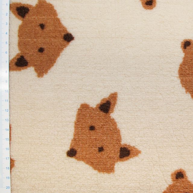 🐻 Kuschelplüsch Teddy-Fleece Stoff - Bärchen - in Creme & Braun