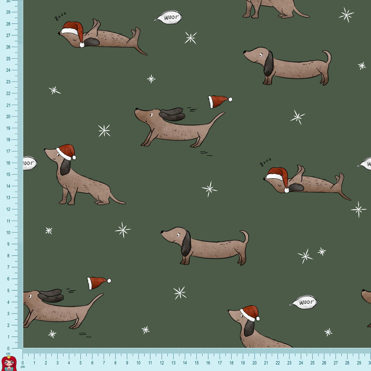 Eigenproduktion French Terry - DackelXmas Katzengold-Design - grün