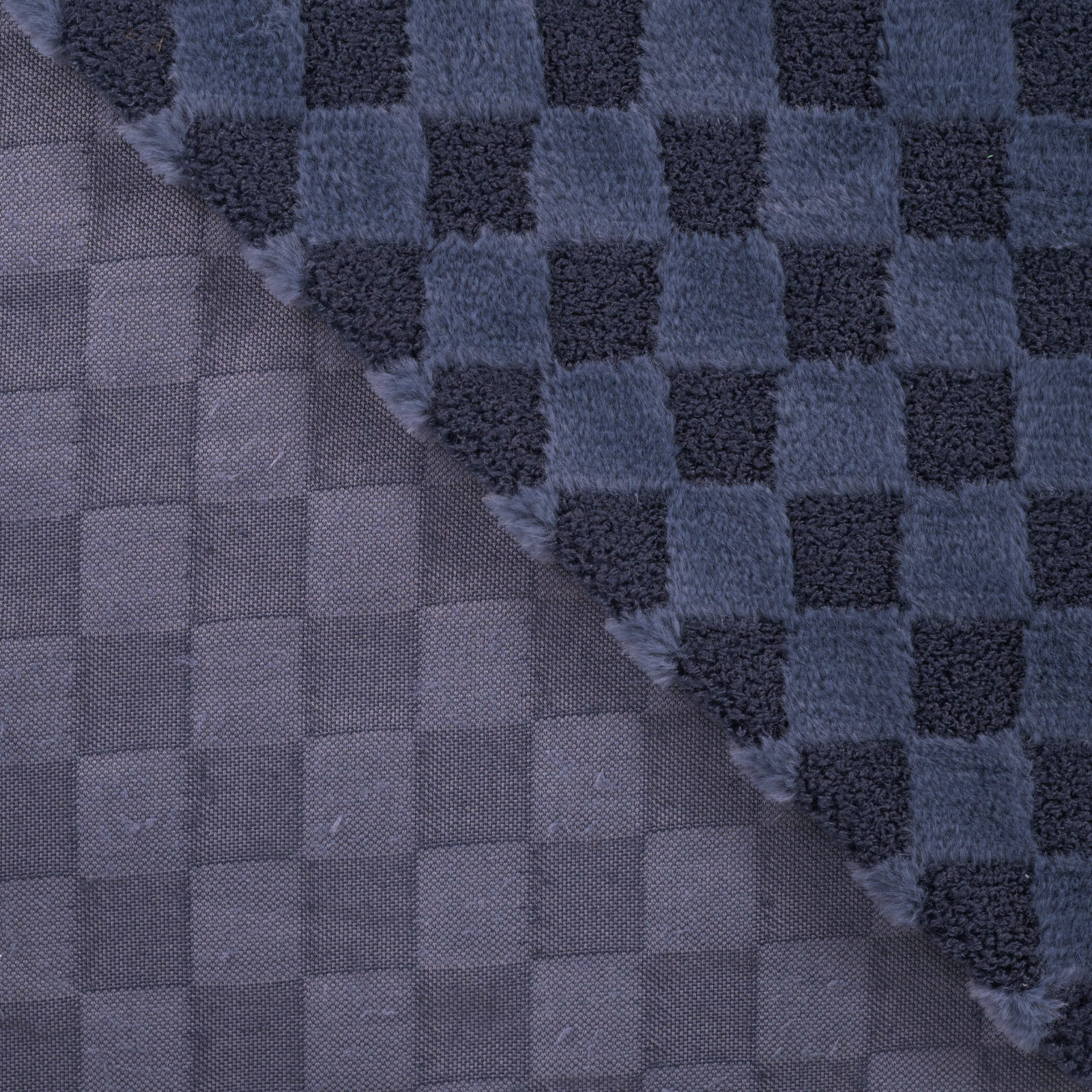 Fellimitat Bouclé Stoff - Karomuster