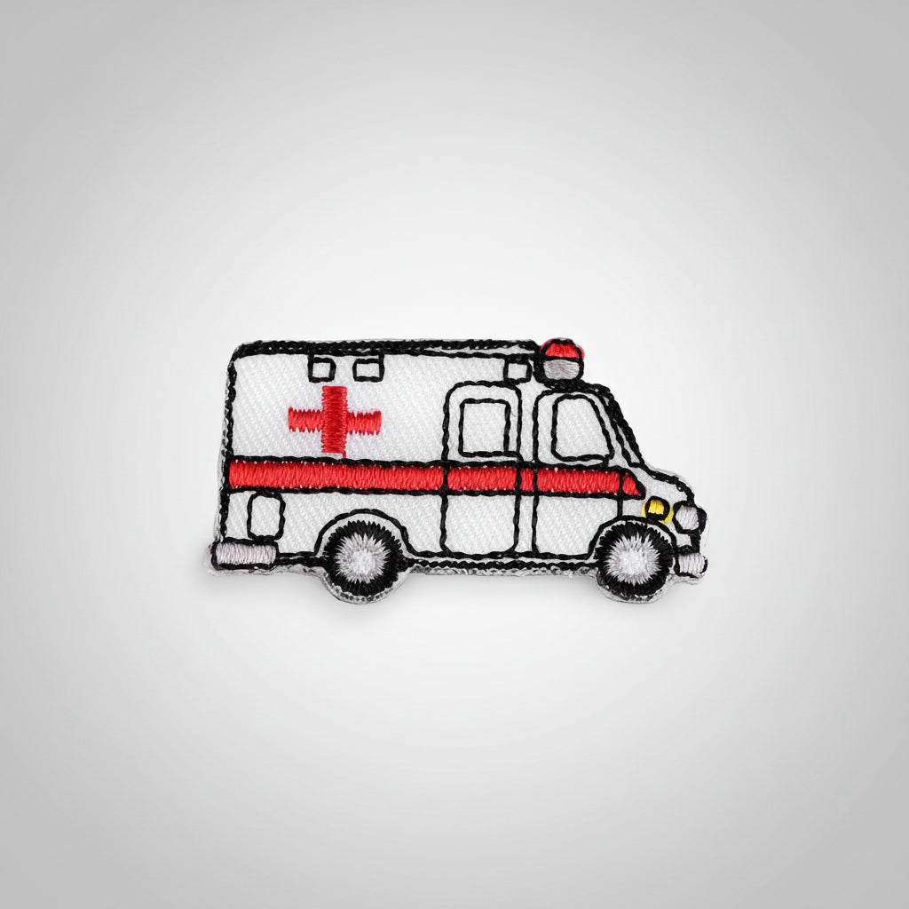 Aufbügler ca. 5 x 2 cm - Krankenwagen - weiß