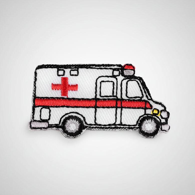 Aufbügler ca. 5 x 2 cm - Krankenwagen - weiß