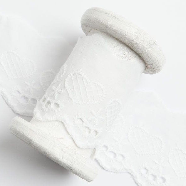Spitze Broderie Baumwolle ca. 50mm - Herzen