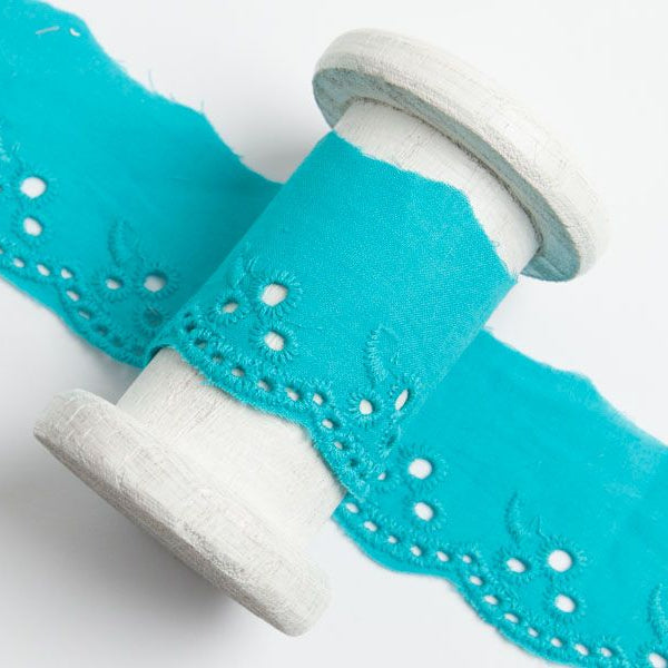 Spitze Broderie Baumwolle ca. 42mm - Blätterzweige