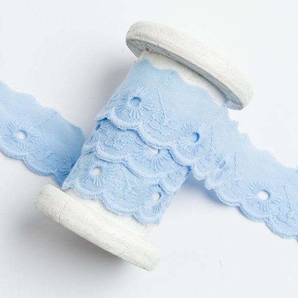 Spitze Broderie Baumwolle ca. 25mm - Blumen