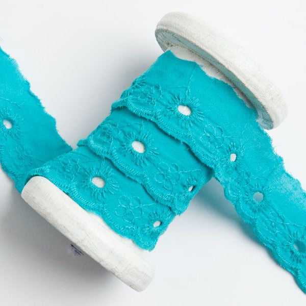 Spitze Broderie Baumwolle ca. 25mm - Blumen