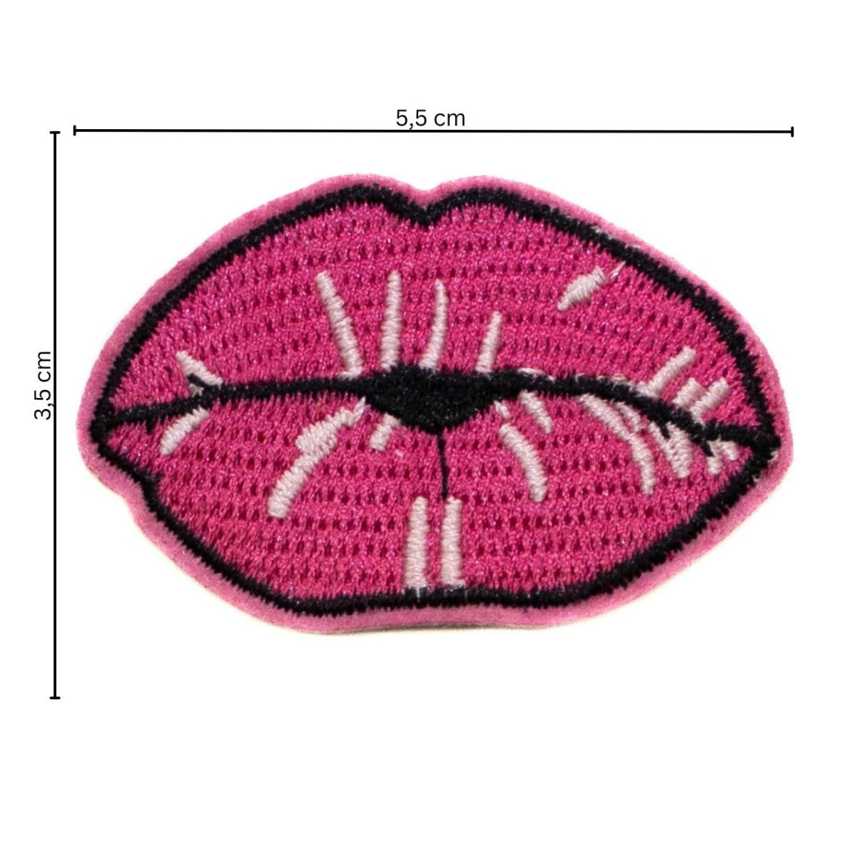 Stick-Applikation zum Aufbügeln ca 5,5 cm x 3,5 cm - Kussmund - pink